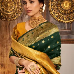 Kalista Woven Design Zari Silk Blend Handloom Paithani Saree image 3