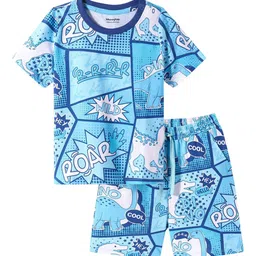 Honeyhap Boys Printed Pure Cotton Half Sleeves T-shirt & Shorts Night Suit-picture-30