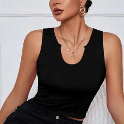 Outzidr Women U-Cut Out Neck Crop Top-image-61