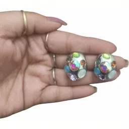 MYSTERIOUSMART Oval Studs Earrings image 2