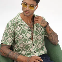 FABRIPPLE Men Modern Semi Sheer Printed Casual Shirt-picture-37