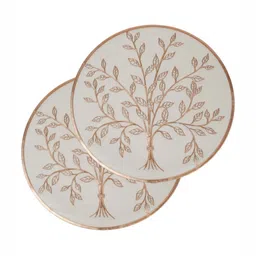 LooMantha Coper-Toned & White 4 Pieces Tropical Printed L-Pressing Round Table Placemats image 2