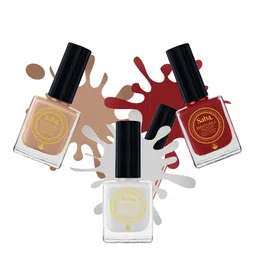 Saba Set Of 3 Breathable Nail Polish 12Ml - Peach Play Rouge Red & Pearl White image 2