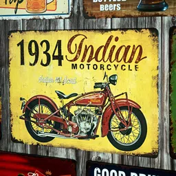eazy wagon Yellow & Red 1934 Indian Motorcycle Printed Wall HangingDecor-image-52