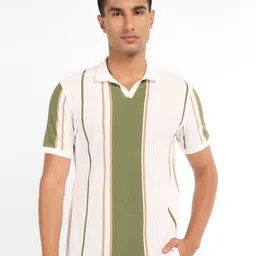Peregrine by Pantaloons Striped Polo Collar Slim Fit T-shirt-picture-42