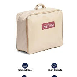 Monte Carlo Black & Grey Striped Printed Heavy Winter 852 GSM Single Bed Blanket image 5