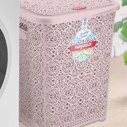 Nayasa Beige Textured Storage Basket With Lid Laundry Bag 64 L-image-91