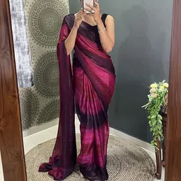 HERE&NOW Striped Pure Crepe Ready to Wear Saree image 3