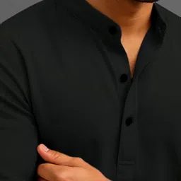 shoolin Men Self Design Cotton Blend Straight Kurta image 4