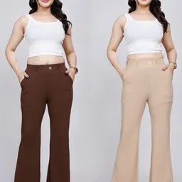 NU CLOTHS Women Pack Of 2 Original High-Rise Pleated Trousers-picture-27