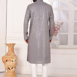 Arihant Rai Sinha Geometric Embroidered Sequinned Pure Silk Straight Kurta With Trousers image 4