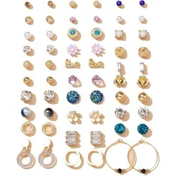 DressBerry Set Of 30 Gold-Plated Cubic Zirconia Contemporary Studs image 2