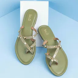 Inc 5 Women Striped One Toe Flats with Laser Cuts-picture-11