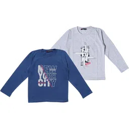 NeuVin Kids Pack of 2 Typography Printed Round Neck T-shirts-picture-36