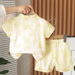 INCLUD Boys Dinosaur Printed Short Sleeves Shirt With T-Shirt & Shorts image 2