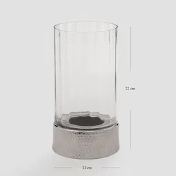 Pure Home and Living Silver-Toned & Transparent Cylindrical Candle Holder image 2