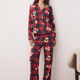 Trendyol Women Printed Lapel Collar Night suit-image-67
