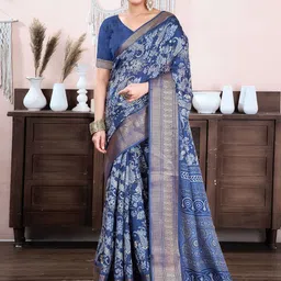 DIVASTRI Floral Zari Silk Blend Saree-image-37