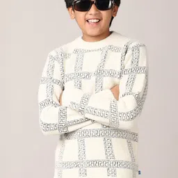 V-Mart Boys Cotton Checked Printed Pullover-image-0