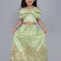 MANY FROCKS & Girls Shoulder Straps Puffed Sleeves Ready to Wear Lehenga & Blouse-picture-31