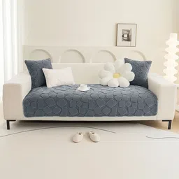 DREAM CARE Grey & Grey 1 Piece Sofa Cover-picture-38