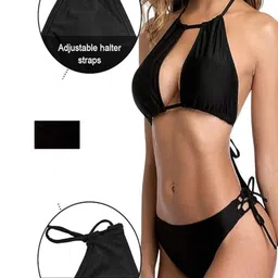 LUXESTYLE Nylon Halter Neck Swim Bikini Set image 3
