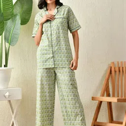 Saanvi Collection Ethnic Motifs Printed Pure Cotton Night Suit-picture-37