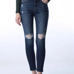 ONLY Women Skinny Fit High-Rise Highly Distressed Light Fade Stretchable Jeans image 4