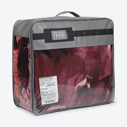Monte Carlo Bandhan Maroon & Grey Printed Heavy Winter 290 GSM Double Bed Blanket image 2
