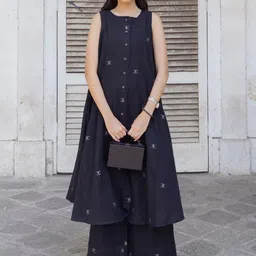 Anni Designer Ethnic Motifs Printed Round Neck A-Line Kurta With Palazzos image 1