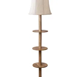 Aura Off White & Brown Wooden Abstract Shaped Floor Lamp image 2