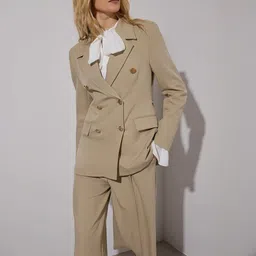 Trendyol Notched Lapel Collar Long Sleeves Double Breasted Blazer-image-53