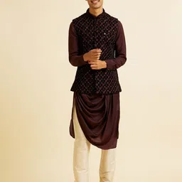 Manyavar Embroidered Woven Nehru Jacket image 1