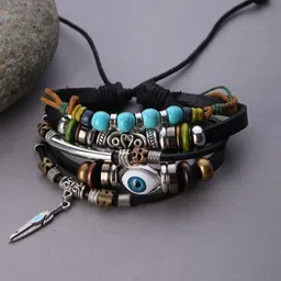 PASU FASHION Unisex 5 Leather Handcrafted Wraparound Bracelet-picture-36