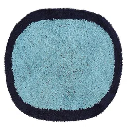 Status Blue & Navy Blue Textured Cotton Anti-Skid Doormat- 38 X 58 CM image 2