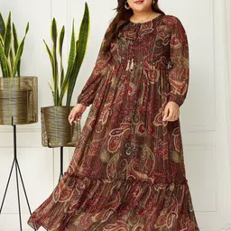 Miss Chase A+ Ethnic Motifs Print Chiffon Maxi Dress-image-20