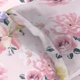 Aura Pink & Blue Floral 220 TC King Bedsheet with 2 Pillow Covers image 3