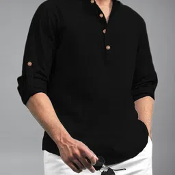 univibe Men Solid Cotton Short Kurta-picture-13