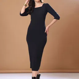 MILOST Square Neck Bodycon Midi Dress-image-30