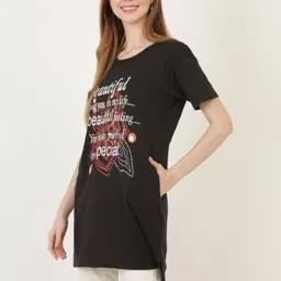 GLAMSYSTYLE Women Typography 2 Printed Pockets 1 T-shirt image 2
