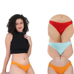 ORLIZEA Women Set Of 3 Multi Color Cotton Blend Solid Hipster Panty-picture-42
