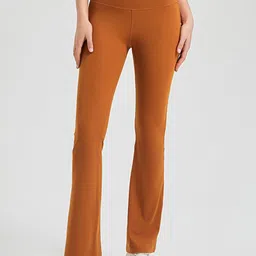 LULU & SKY Women Solid Flared High-Rise Flat-Front Bootcut Trousers-picture-21