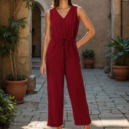 freehand by the indian garage co Freehand by The Indian Garage Co. Women V-Neck Basic Jumpsuit-picture-5