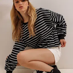 Trend Alacati stili Women Striped Sweatshirt-picture-41