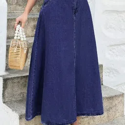 tripursundari fashion Women Solid A-line Black Skirt image 2