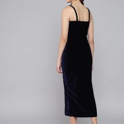 vaararo Women Bodycon Dark Blue Below Knee Dress image 2