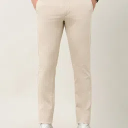 arrow sport Men Slim Fit Beige Polyester Trousers image 1