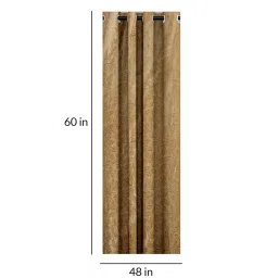 cortina Beige Floral Polyester 5 Ft Semisheer Eyelet Window Curtains (Set of 2) image 4