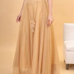 frolic rolic Women Solid Flared Beige Skirt image 3