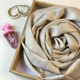 thecartmaxx Embellished Satin Blend Women Gold Fancy Scarf, Scarf, Stole image 2